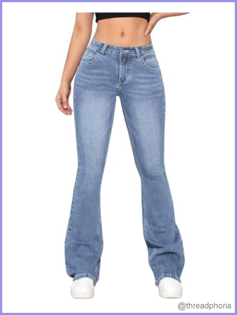 Vintage 70s Low Waisted Flared Bell Bottom Jeans Women Stretch Denim Retro Pants